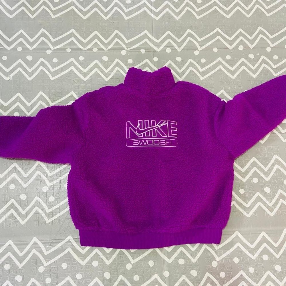 Vintage retro Nike Sherpa fuzzy thick purple pink jacket coat - Picture 8 of 10